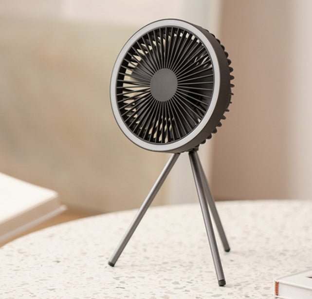 Rechargeable Camping Fan with Tripod | USB, Portable, Hanging Lantern - The Cavorel